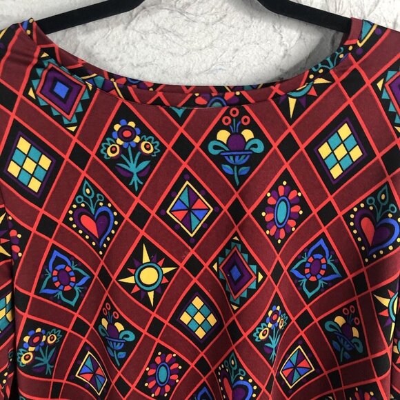 Bob Mackie Top Womens L Colorful Art To Wear Slinky Travel Knit Mod Groovy - Picture 11 of 16